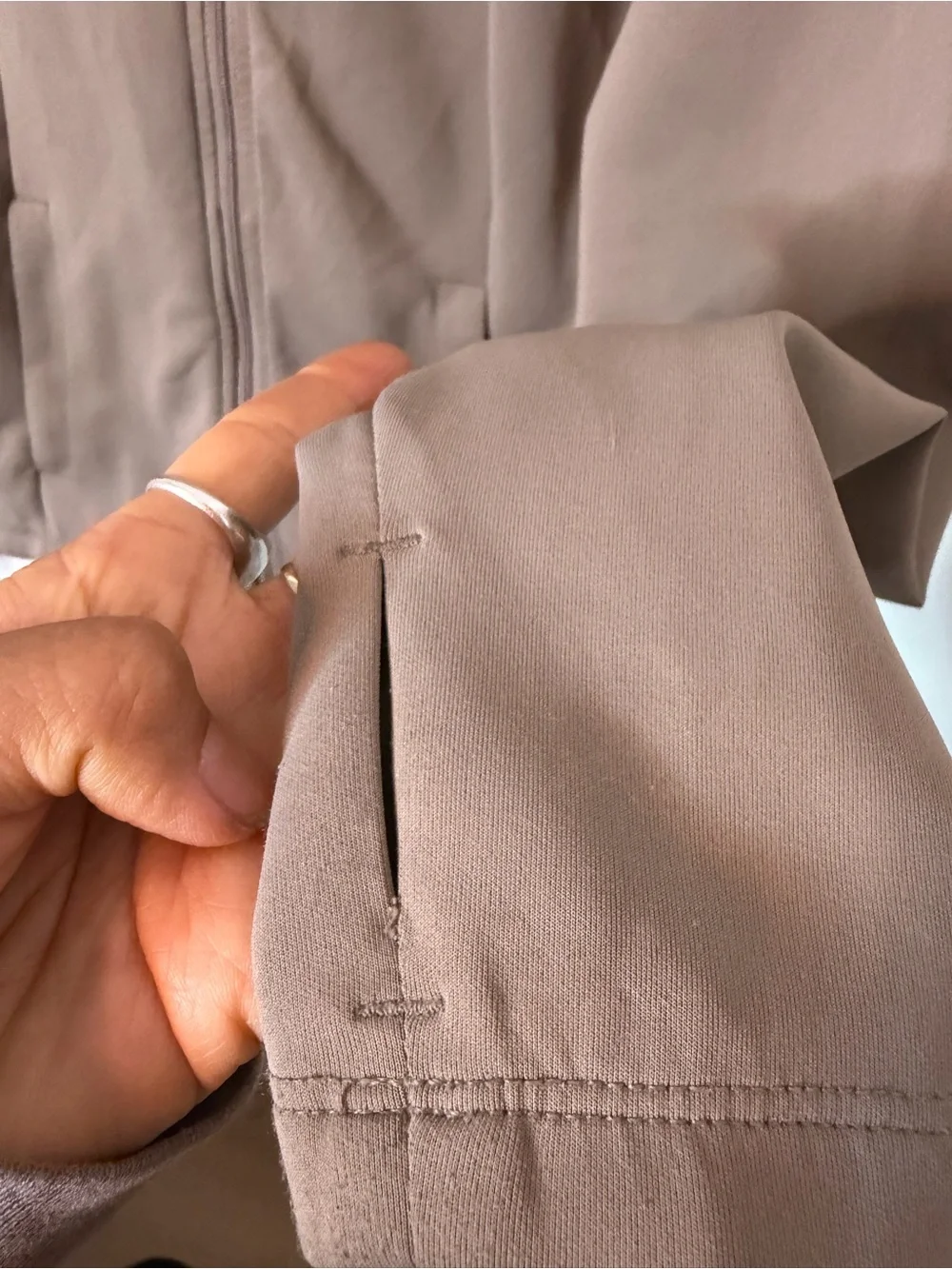 Women’s yoga fitness workout zip up - beige taupe